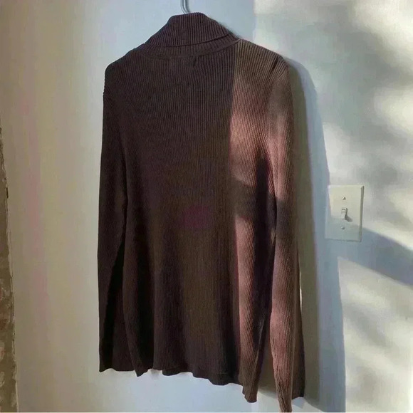 Chocolate Brown Turtleneck Sweater, 100% Cotton, Women’s Size 3X (22W/24W) - Picture 6 of 9